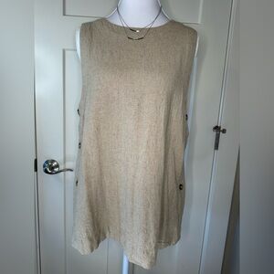 Universal‎ Thread Linen Blend Sleeveless Tunic Top S Neutral Button Sides